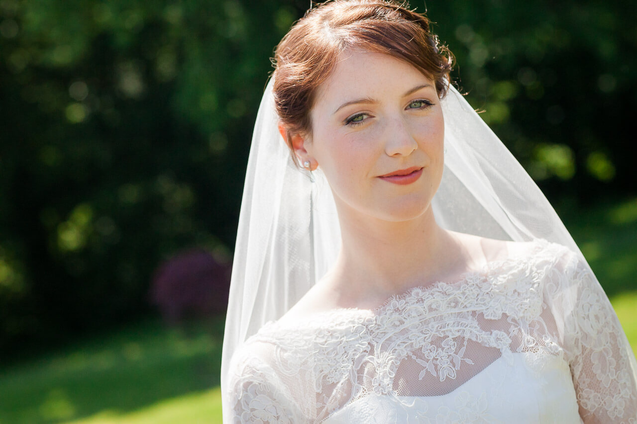 portrait shot of bride looking into camera