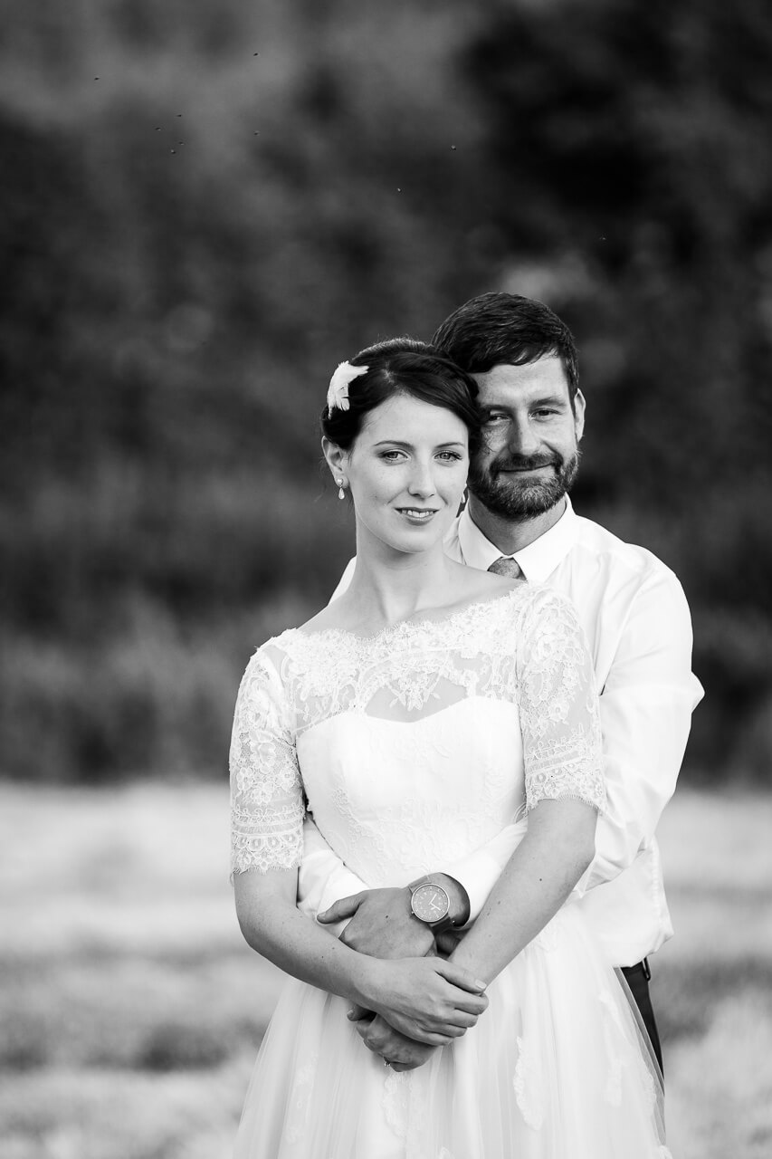 face on portrait of bride and groom