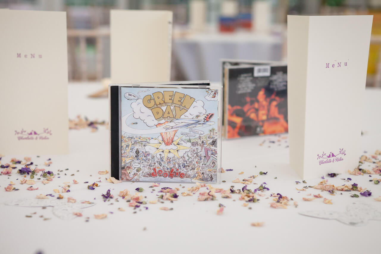 photo of Green Day CD as a table decoration