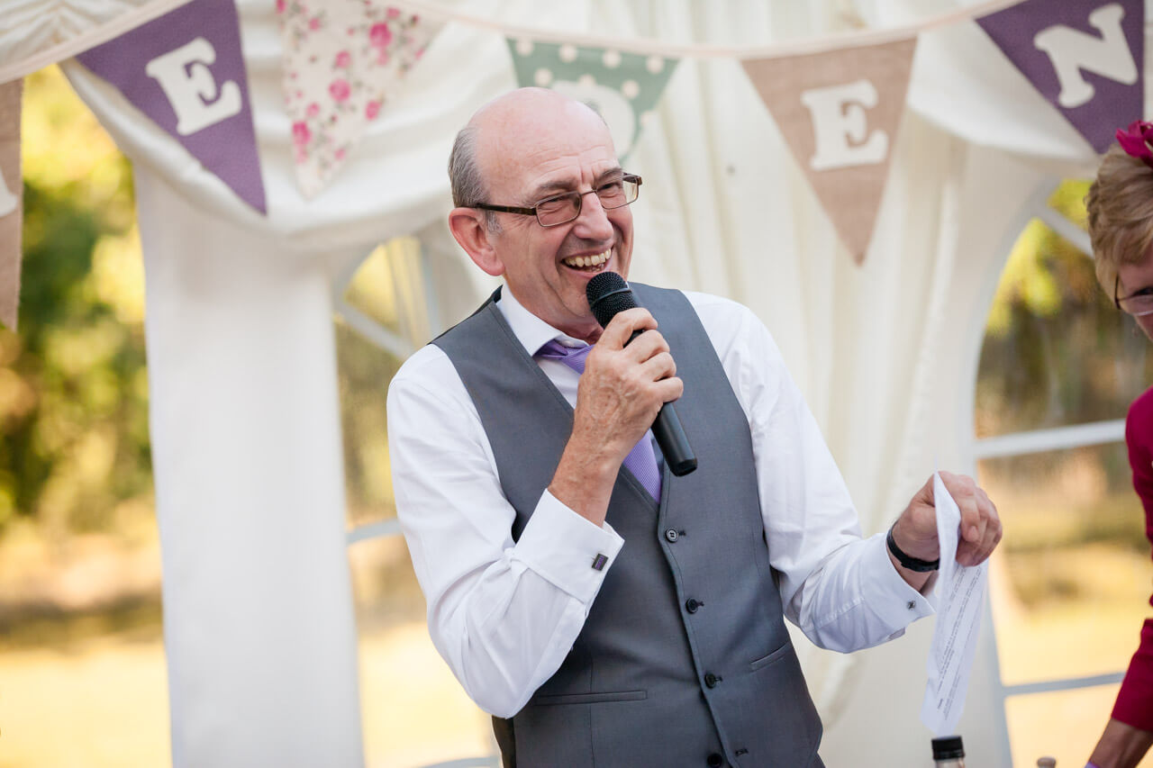 father of the bride doing his speech