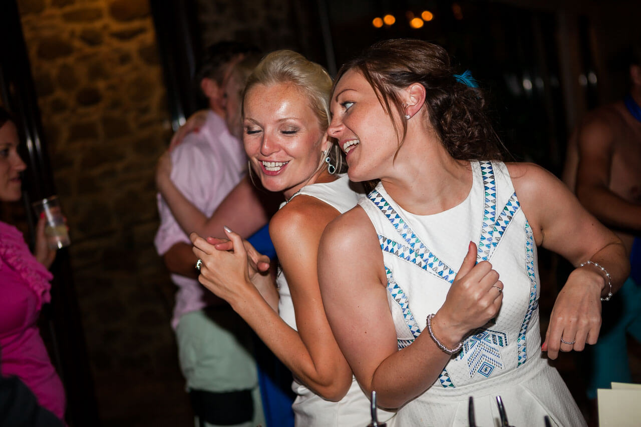 bride and guest dance back to back