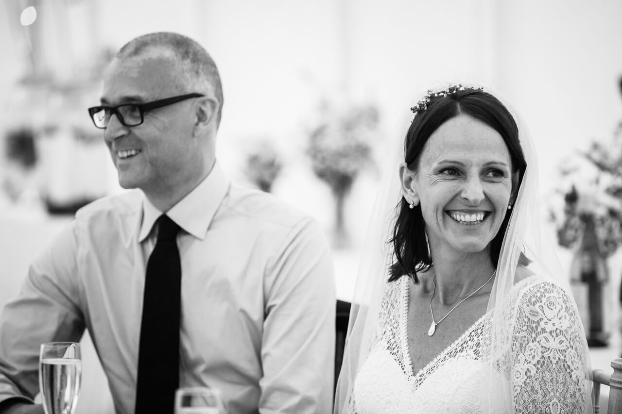 bride laughing at speech