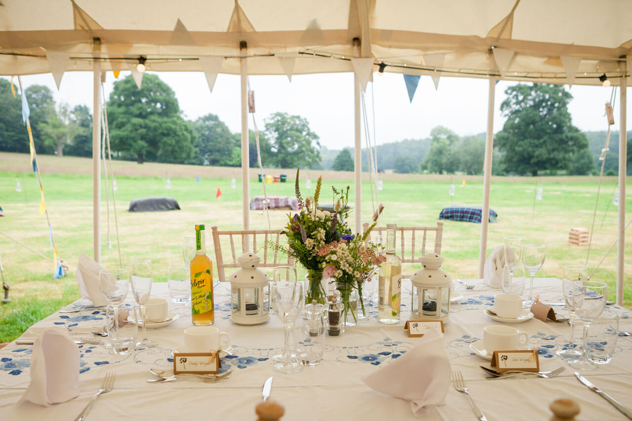 marquee table and decorations