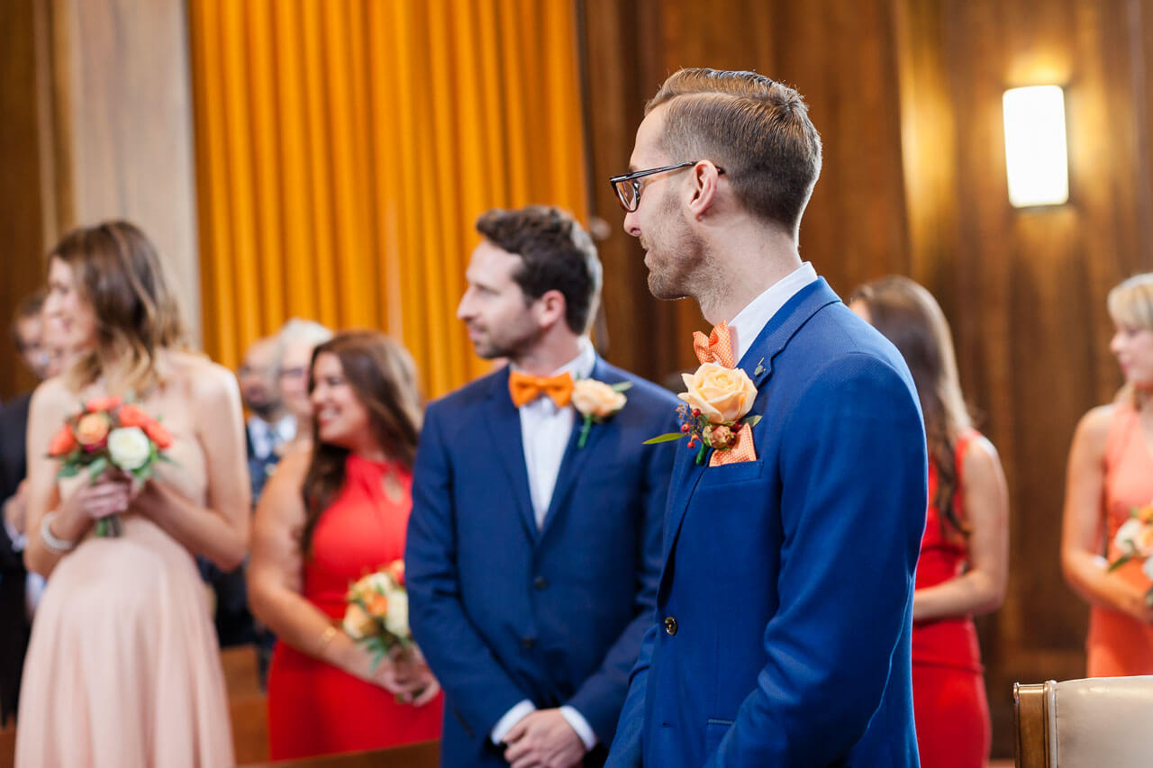 groom waiting for bride to arrive