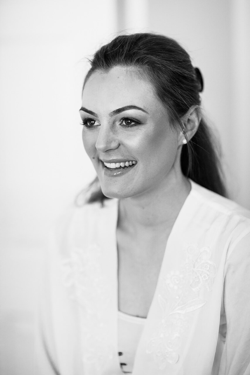 bride smiling off to left 