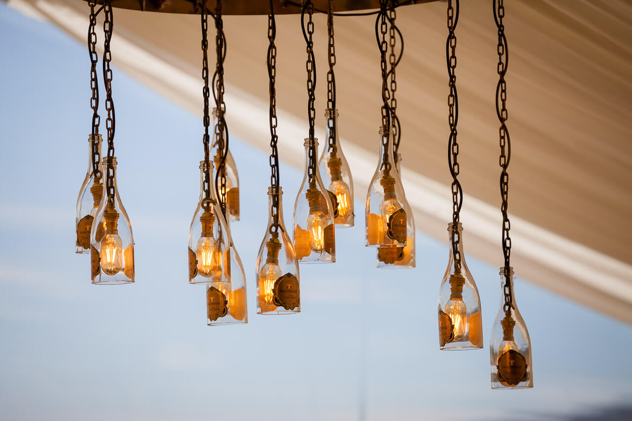 lights made out of champagne glass