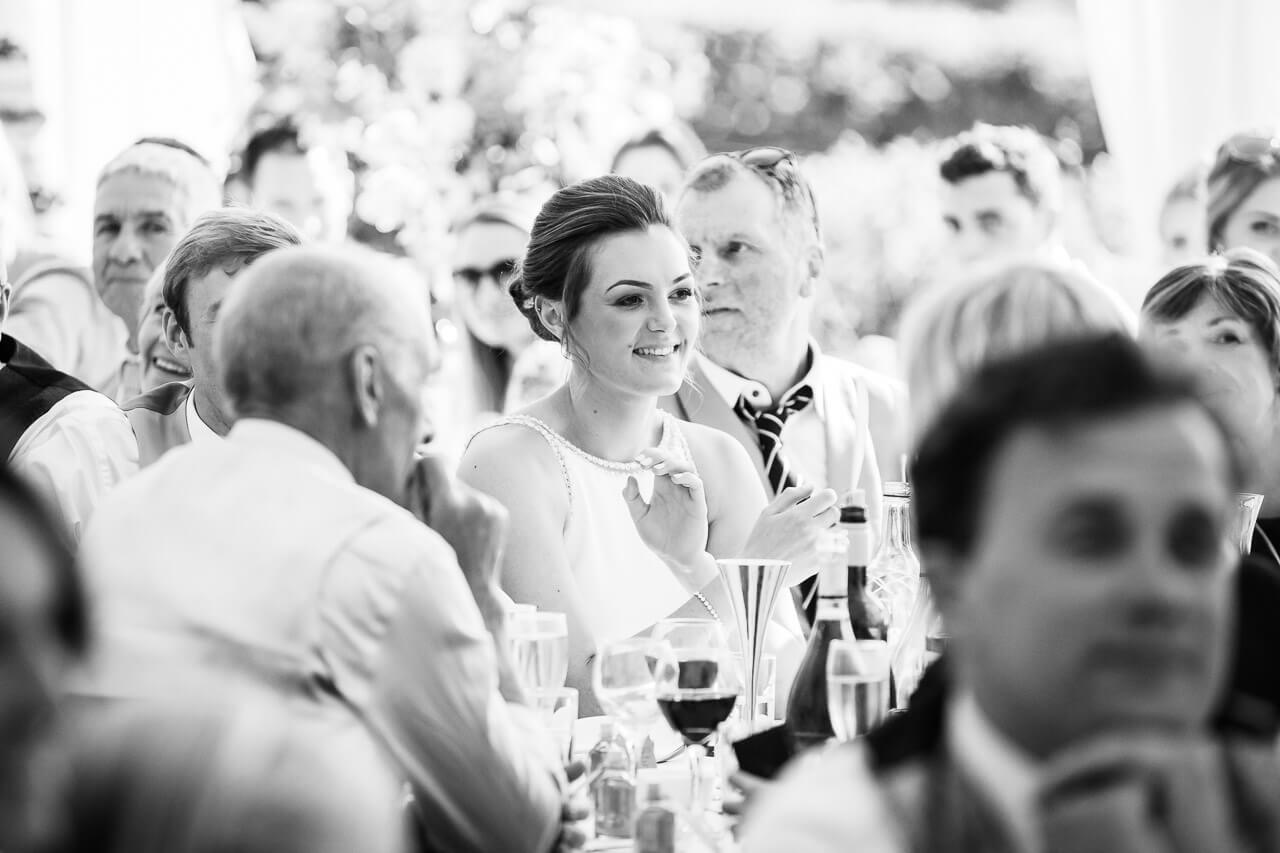 bride listening to speeches