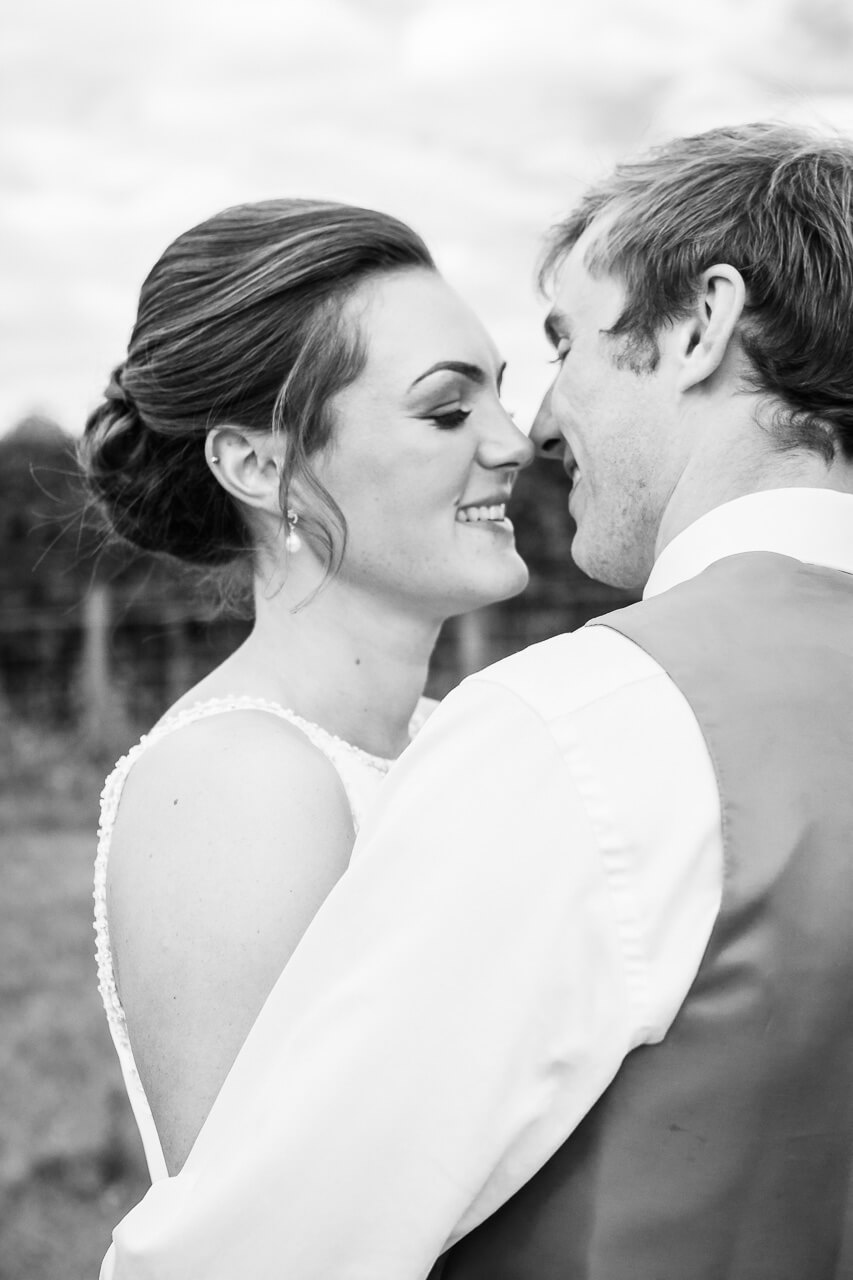 close up of bride and groom