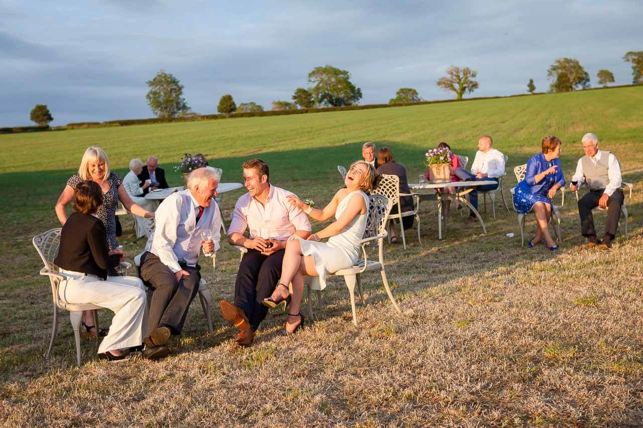 golden hour guests laughing together
