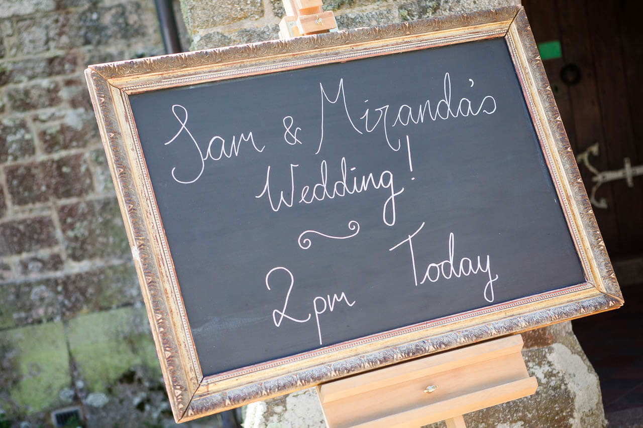 eisel with sam and miranda's wedding written in chalf