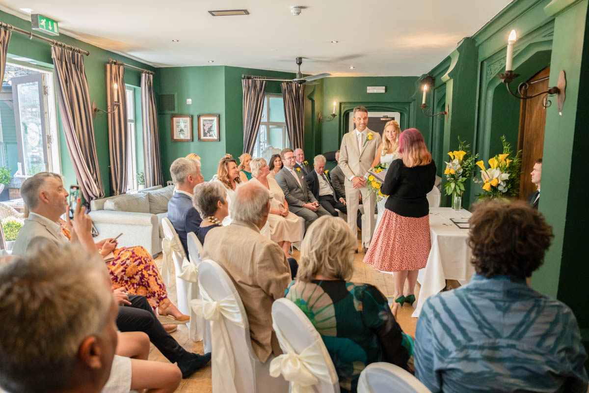 inside a wedding ceremony at the Hotel du Vin