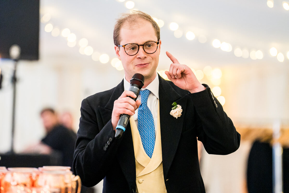 groom delivering his speech
