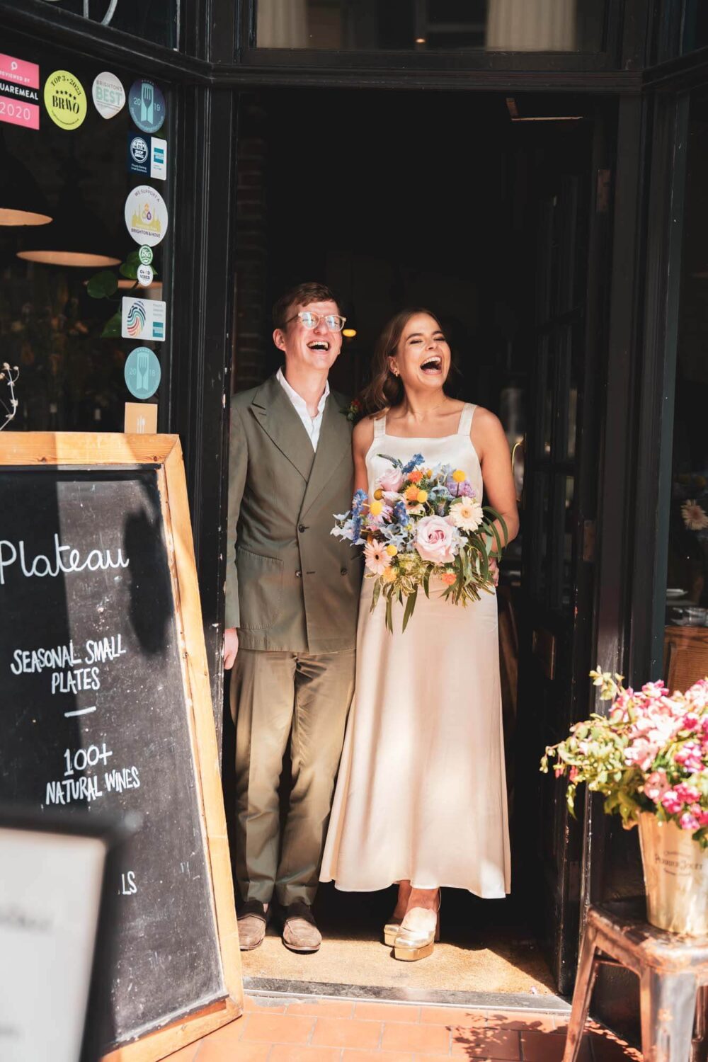 relaxed couple on their wedding day
