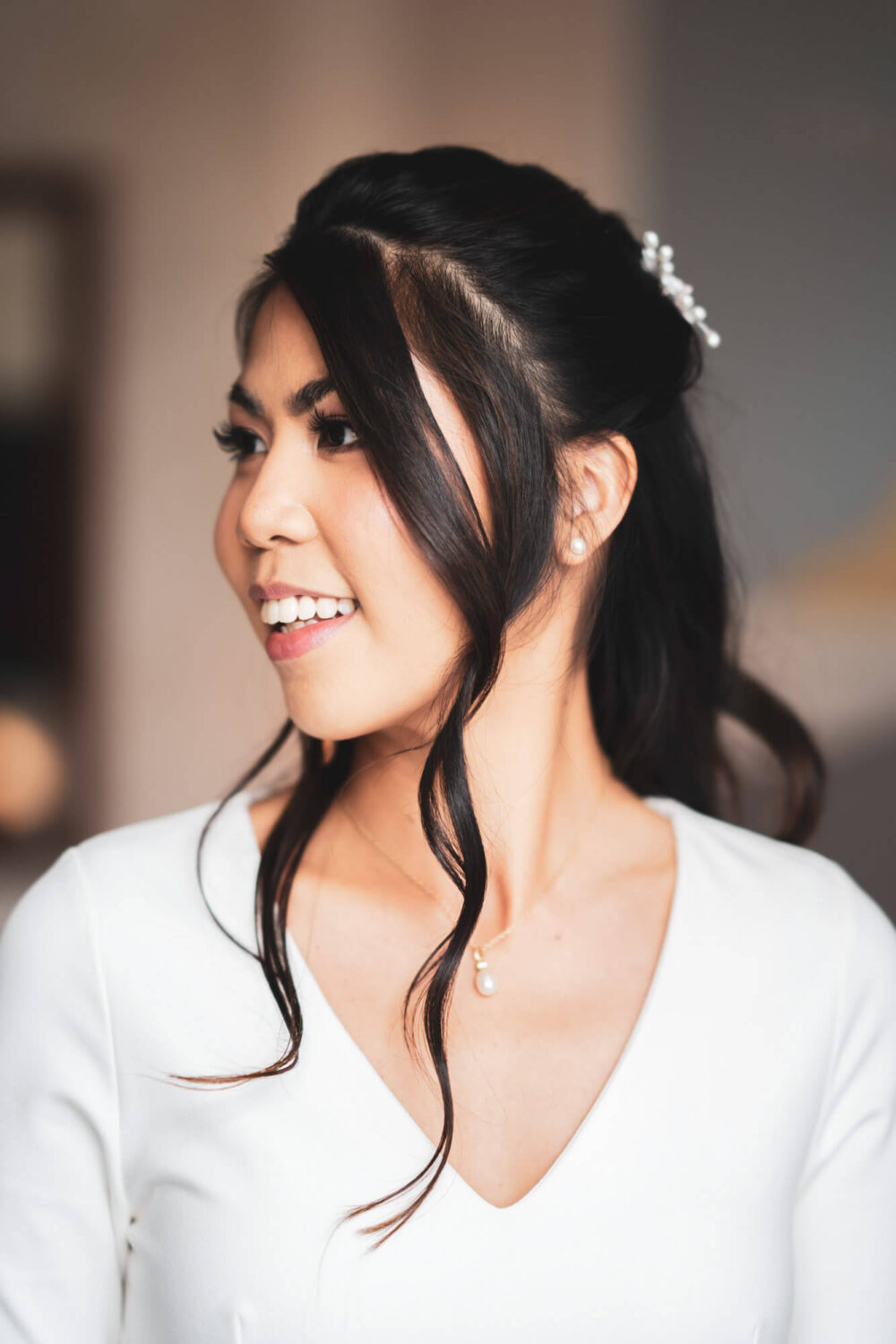 portrait of bride looking to the left