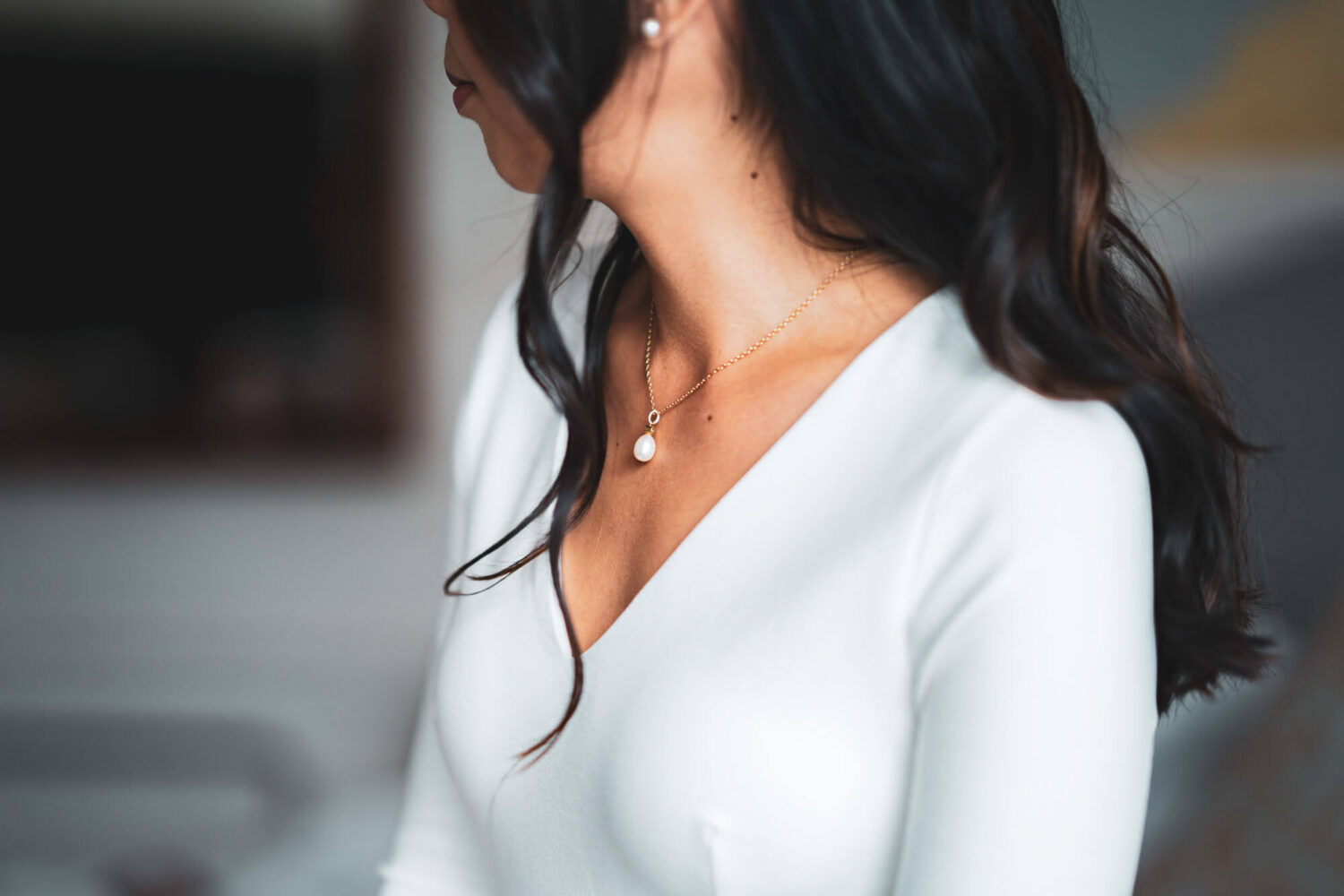 portrait of bride looking to the left