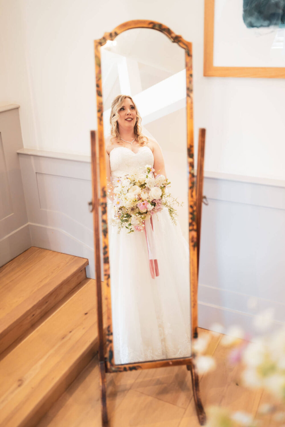 bride reflection in mirror