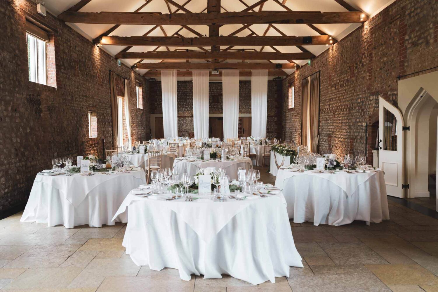 empty barn with tables all set up