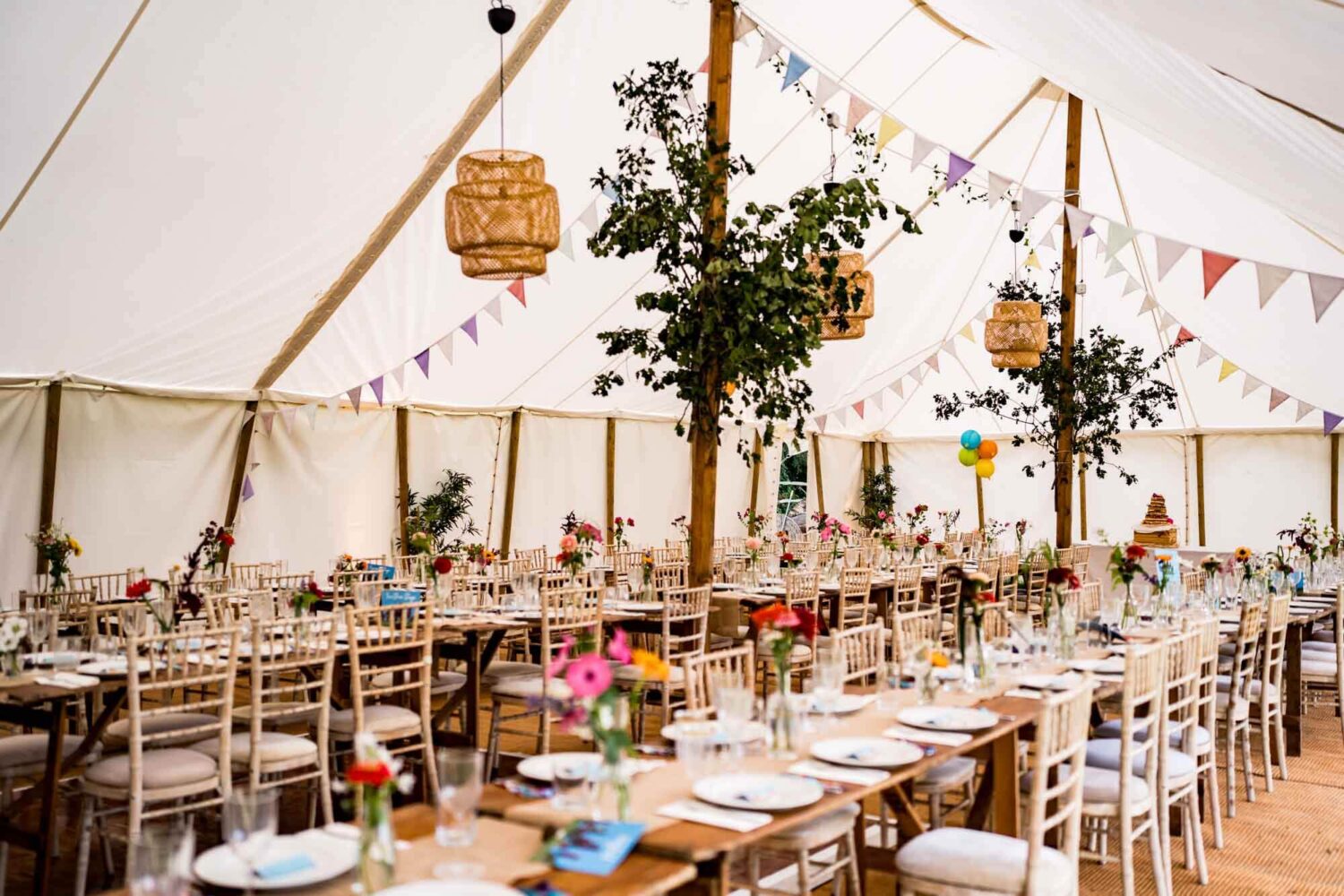 marquee with dining tables set up