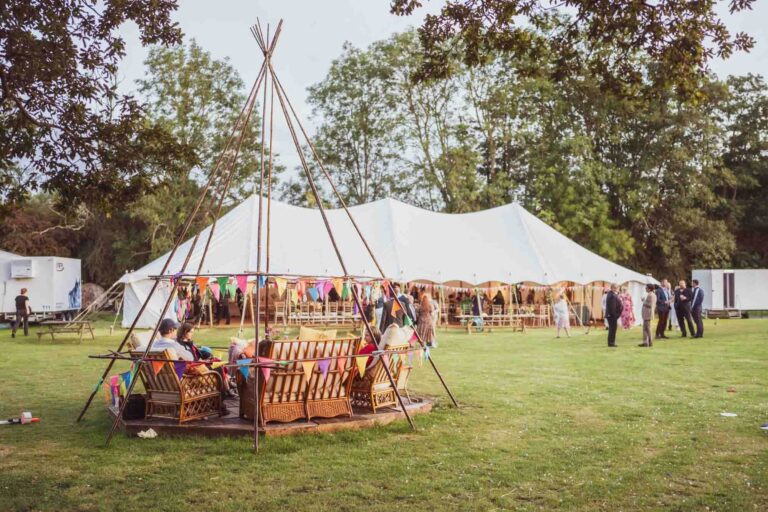 view of festival styled field for wedding