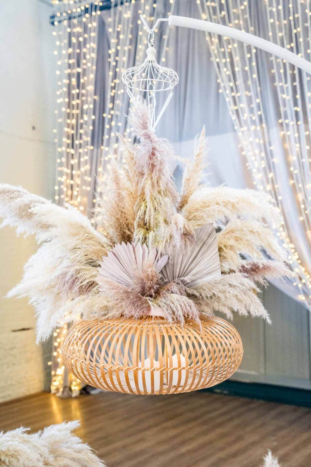inside of riding school at firle place with boho inspired mandap