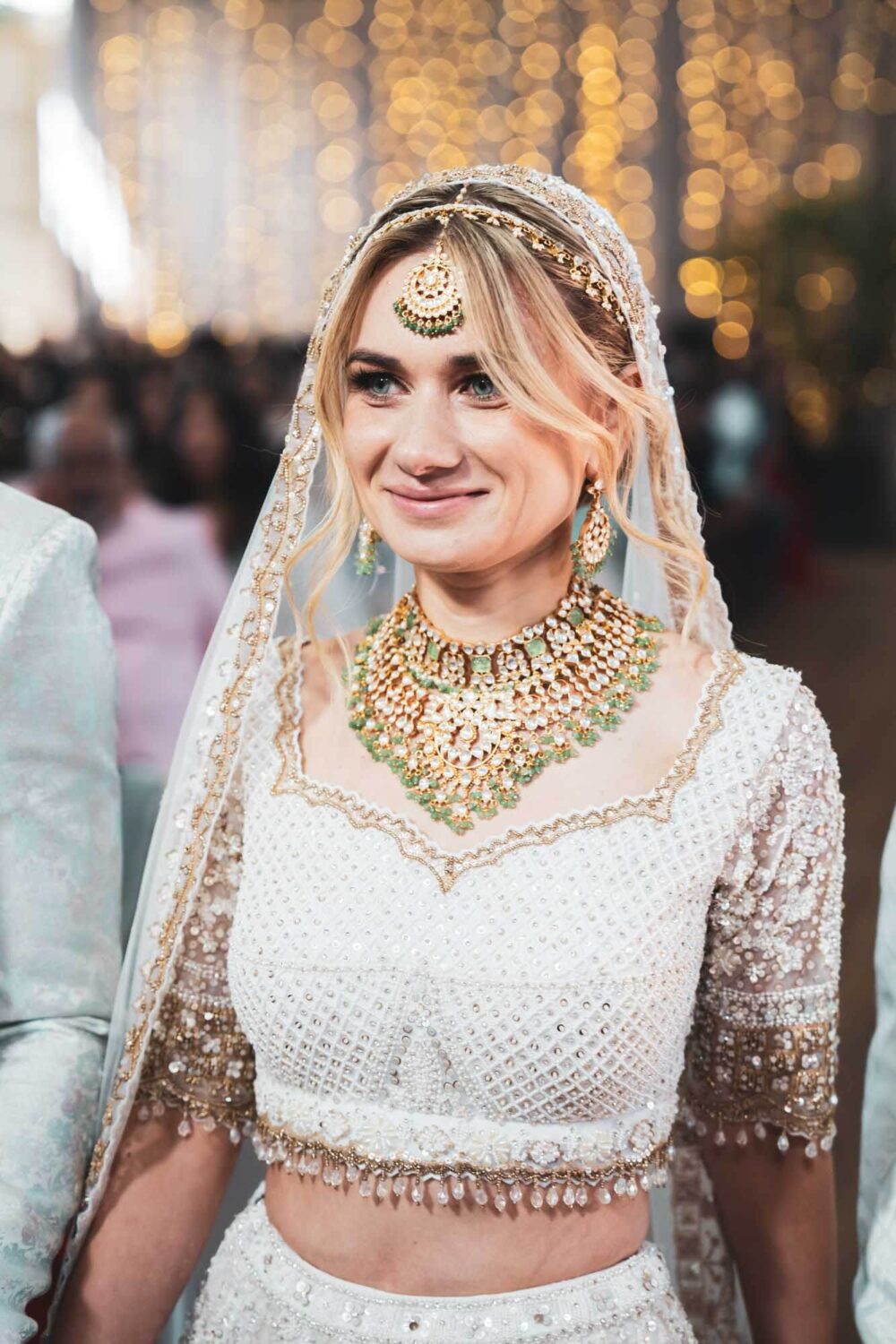 portrait of bride arriving at mandap at firle place