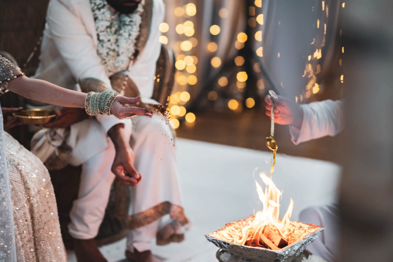 close up on mandap on firle place of fire