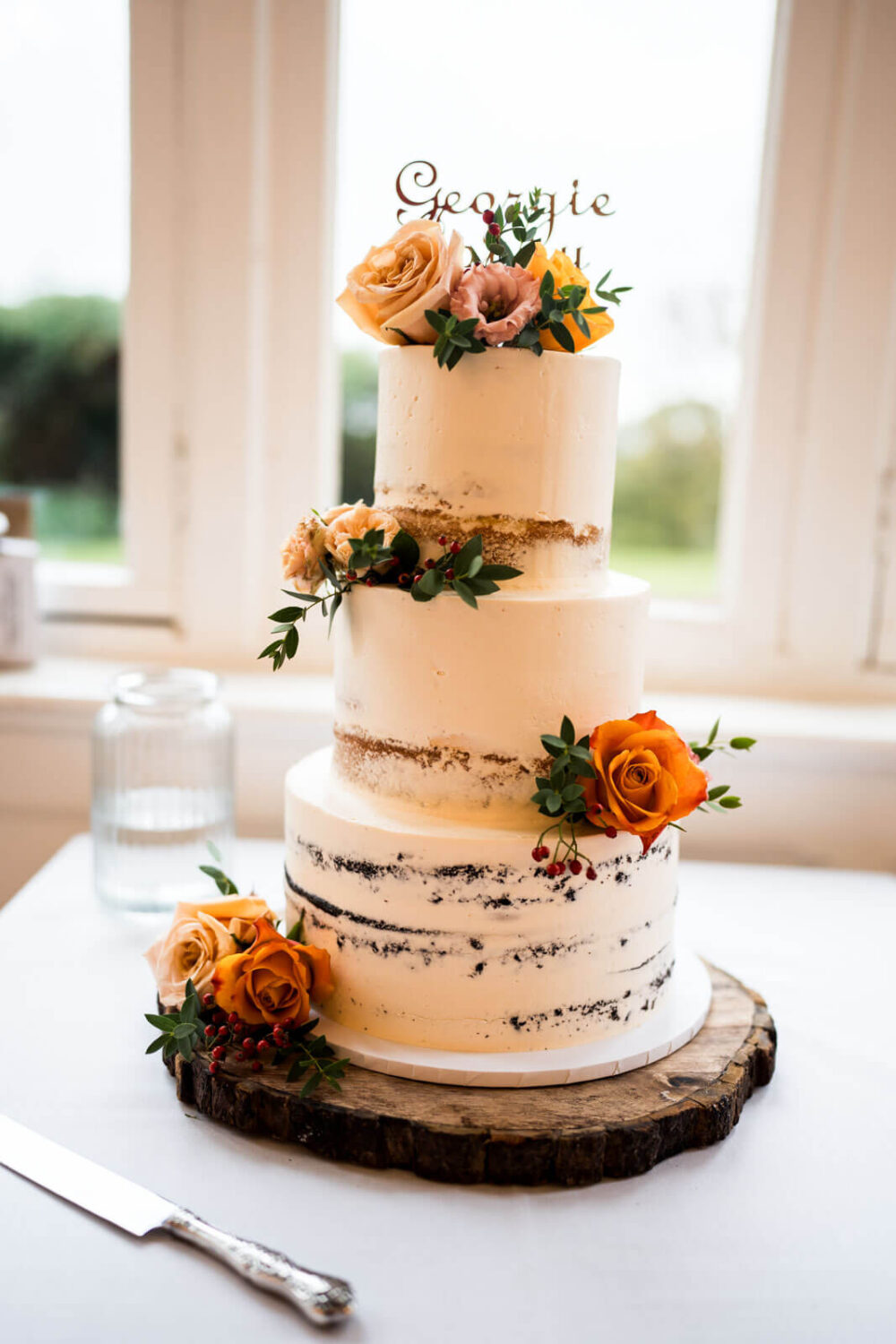 three tiered wedding cake