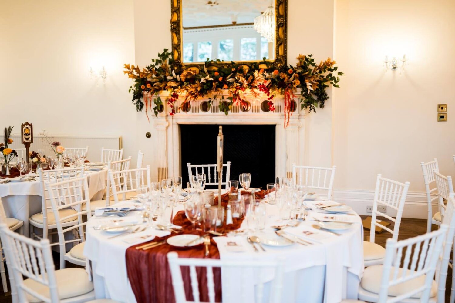 autumn colours at highley manor dining room