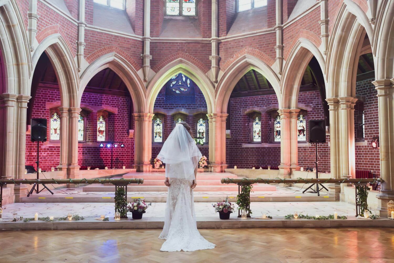 bride standing at altar st augustines church brighton wedding