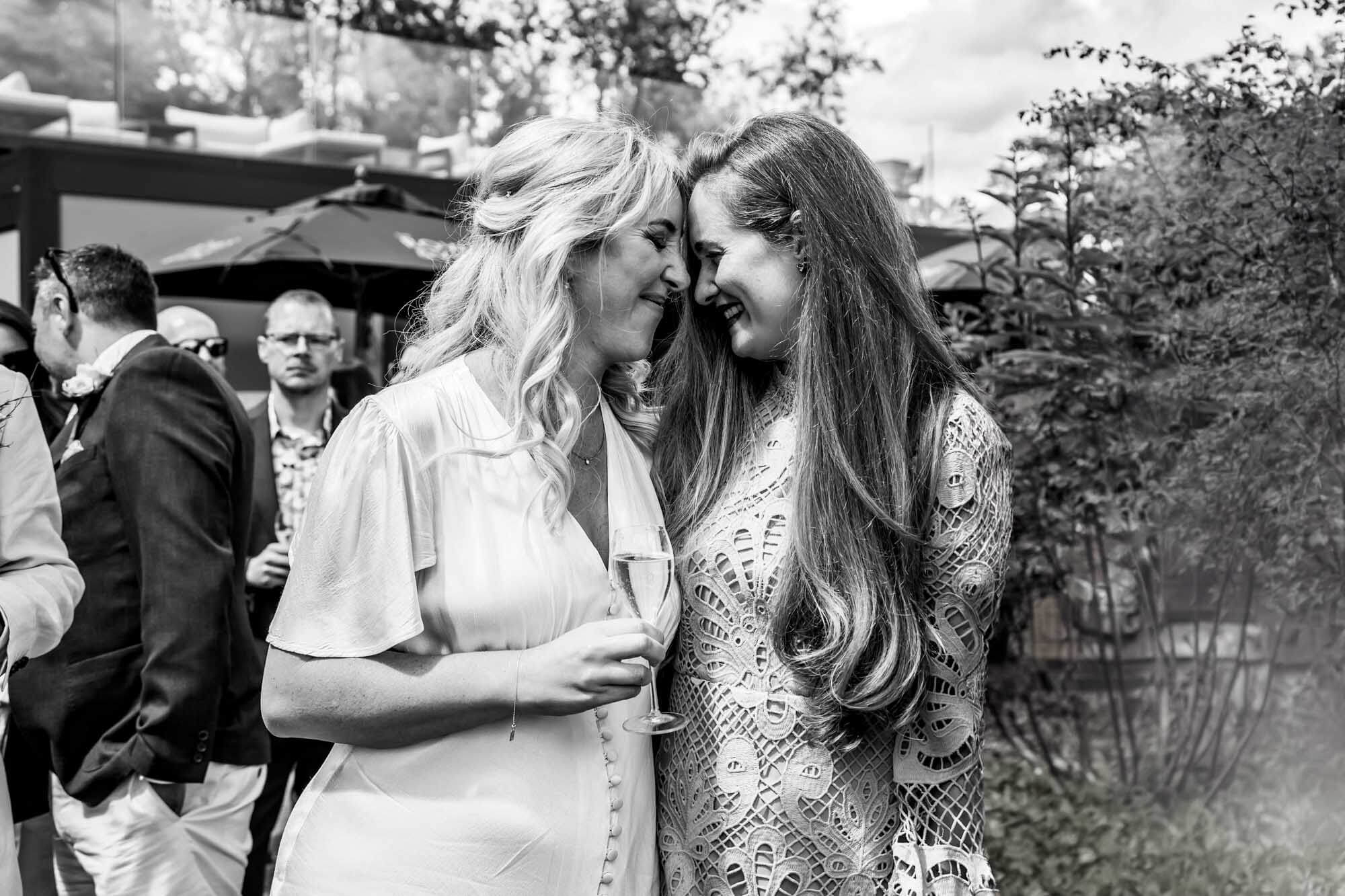 Bride and woman - B&W.