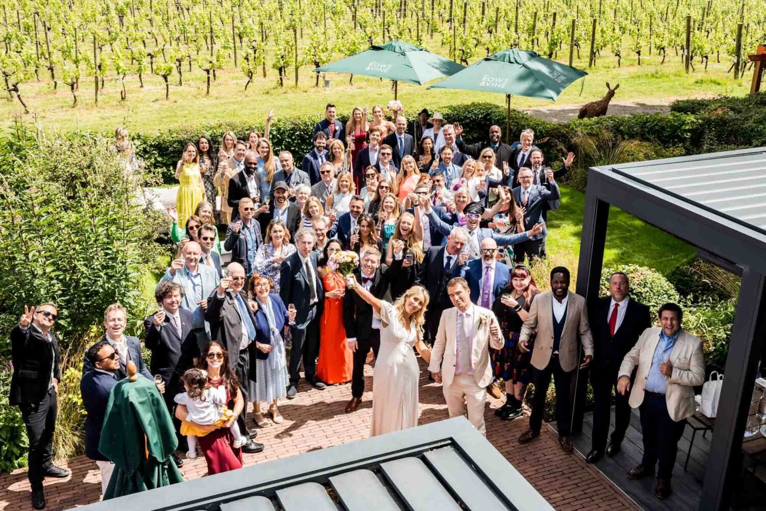 Photo of all guests from above.