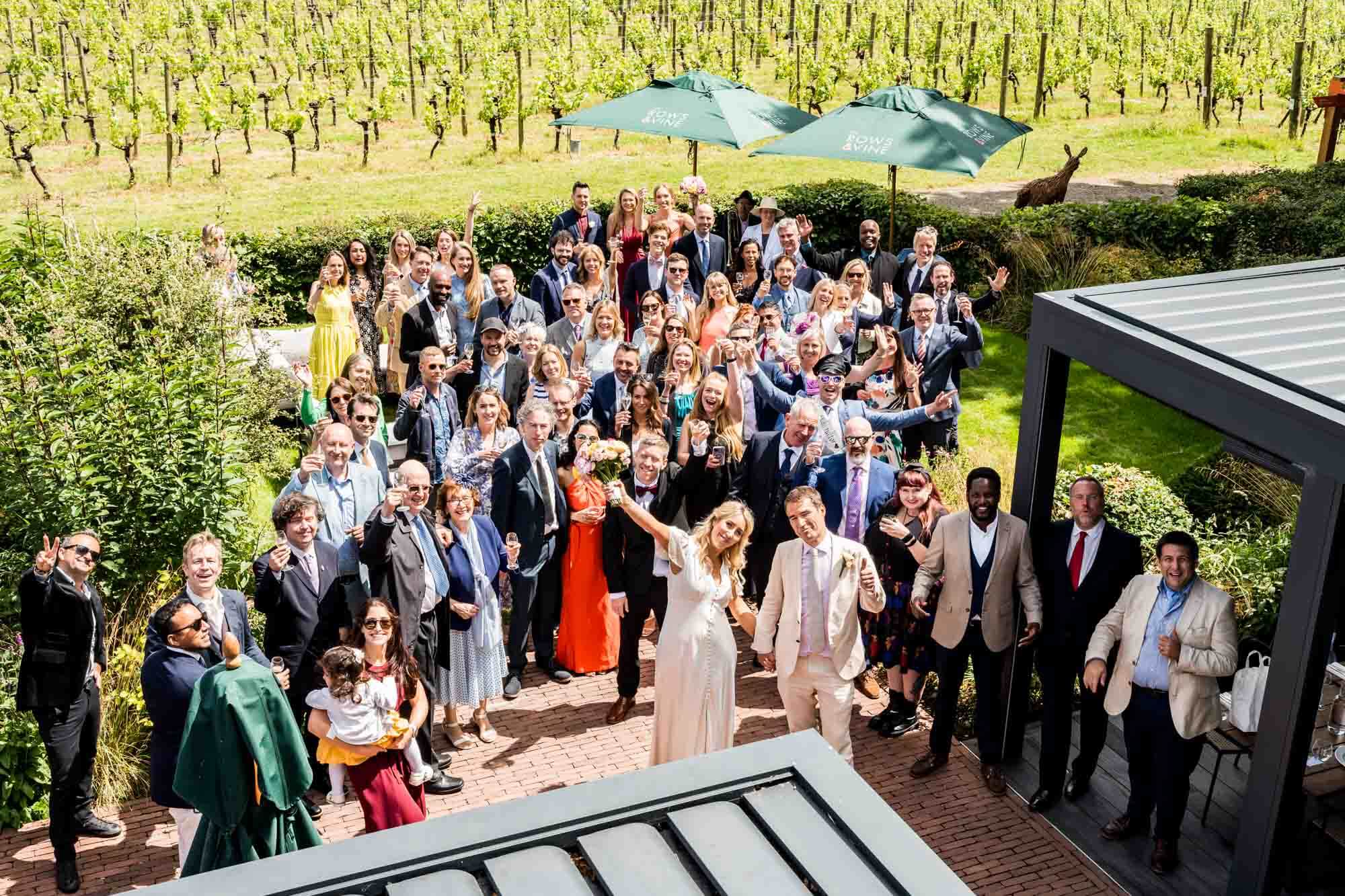 Photo of all guests from above.