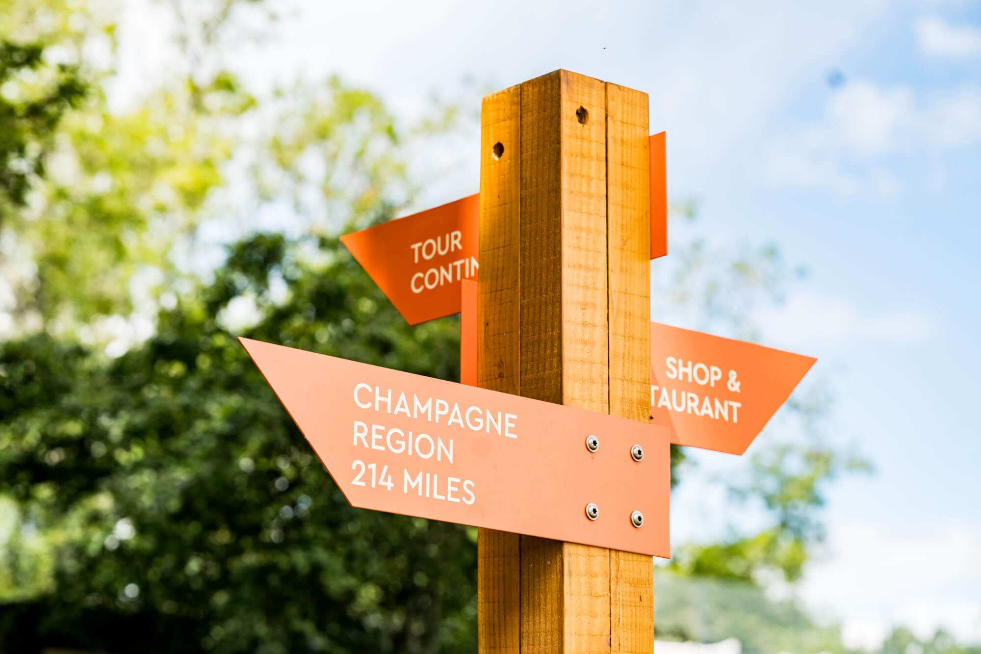 Orange signpost.