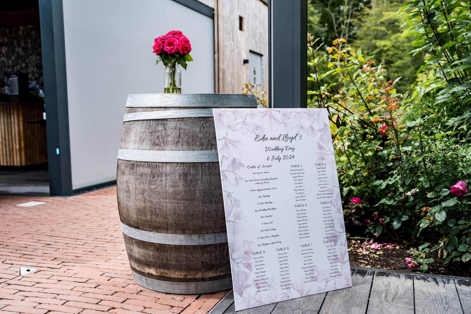 Barrel and sign of guest-list.