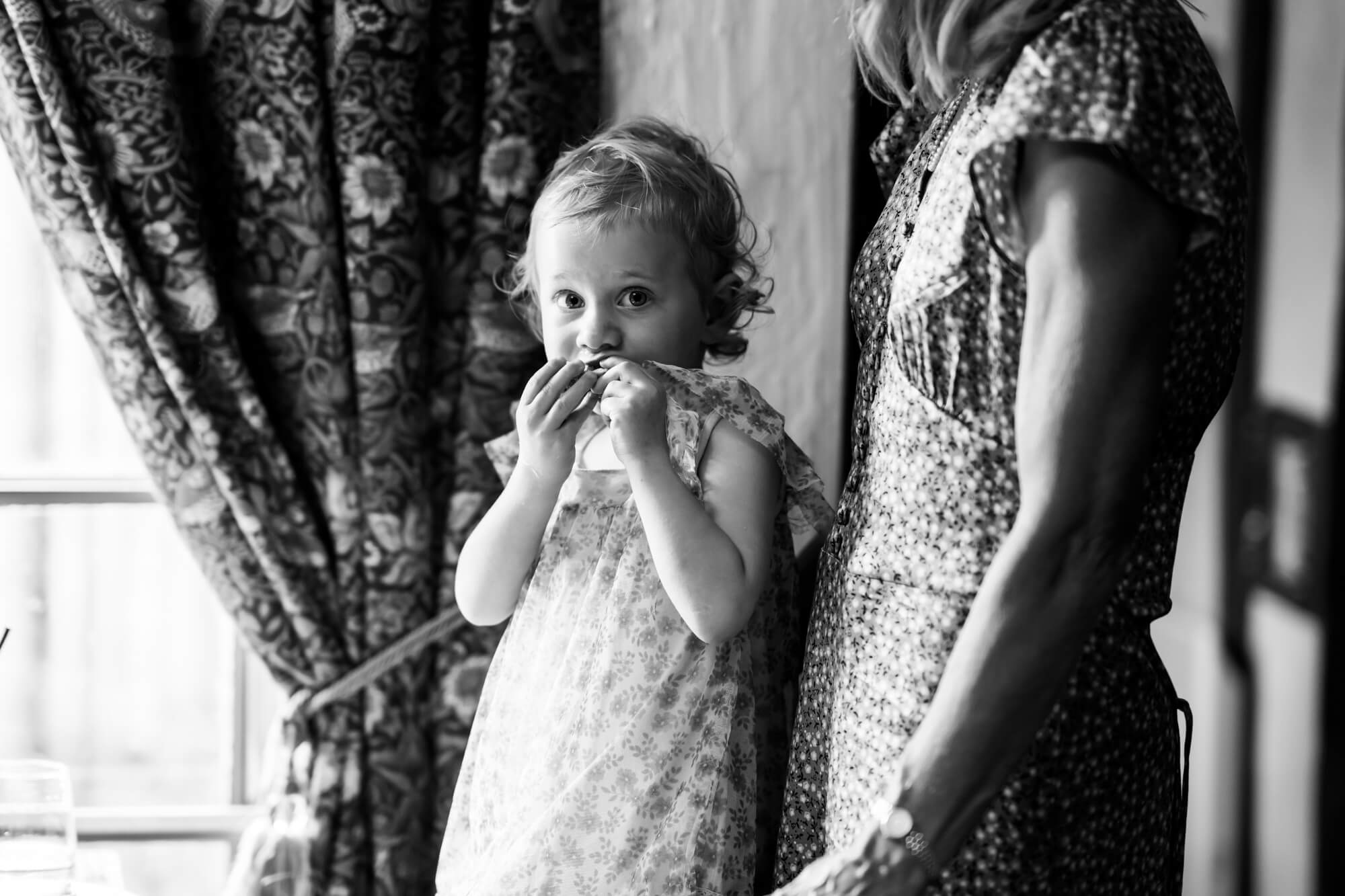 Guest and little girl - B&W.