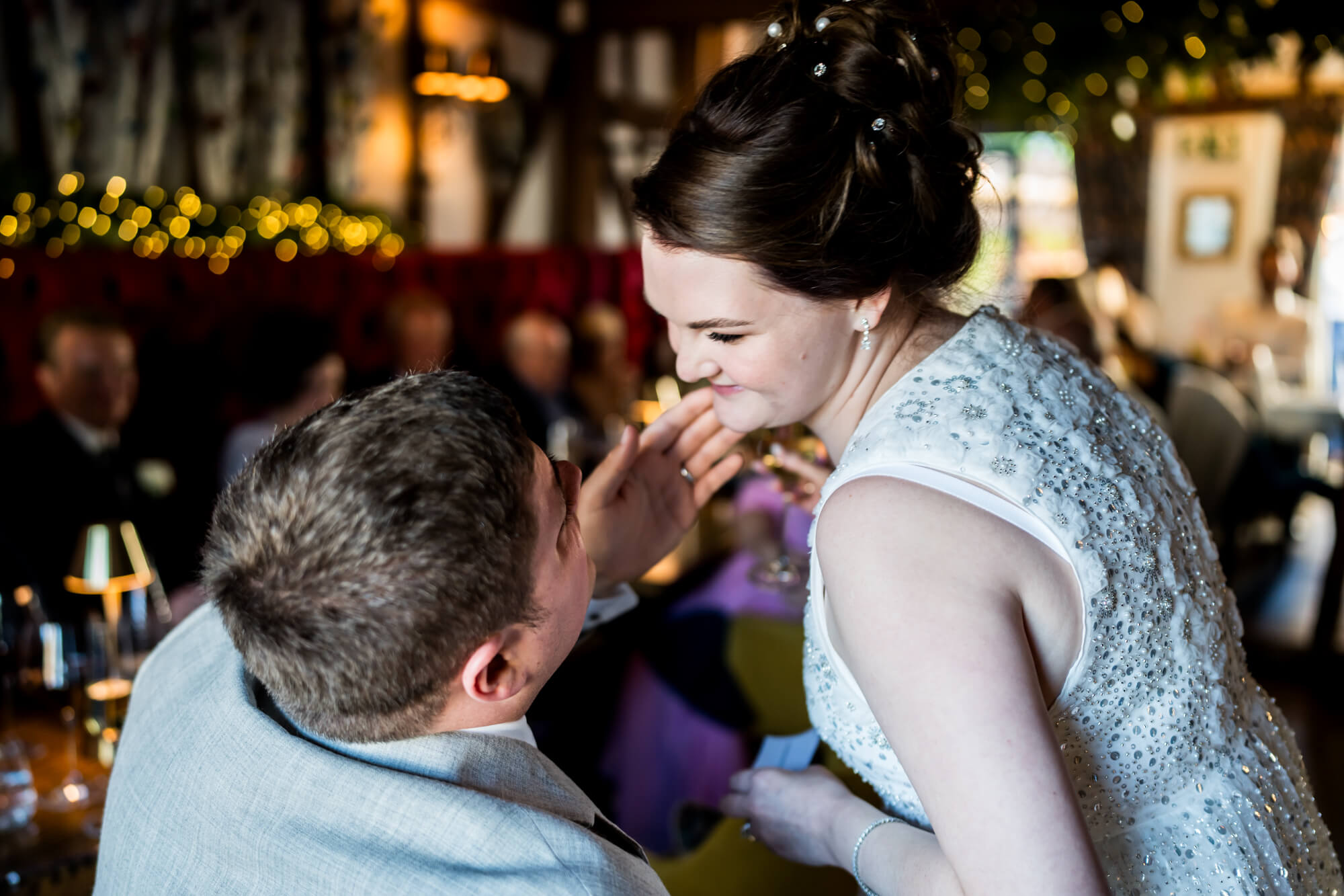 close shot of bride and groom.